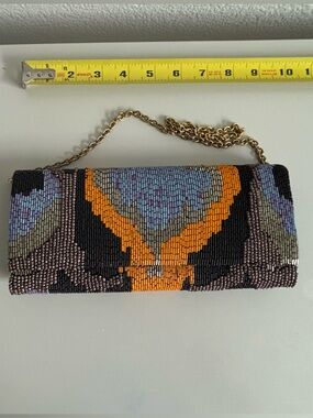 Nanette Lepore Beaded Orange, Blue & Black Evening Clutch